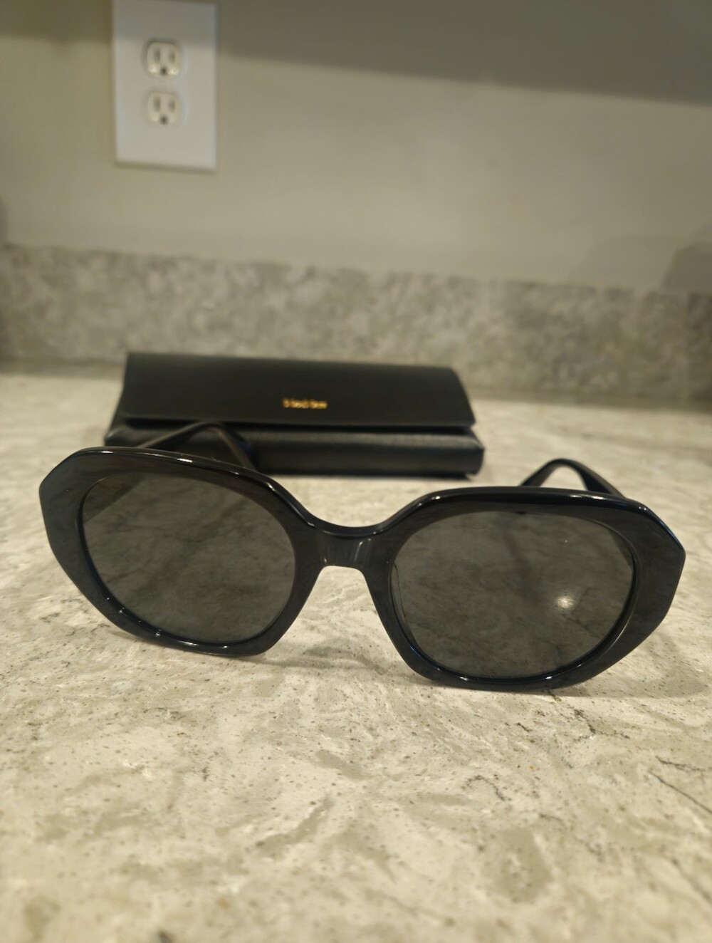 Max Mara MM0151 Women's Sunglasses Geometric Oversized Black With Case Maxmara